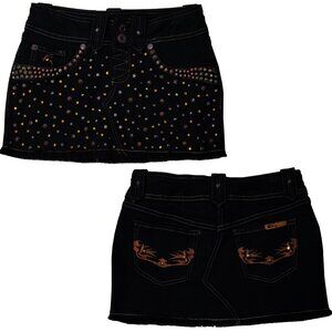 Midnight Mirage Embellished Women's Black Denim Skirt